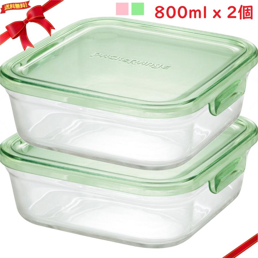 イワキ パック&レンジ 800ml 耐熱ガラス保存容器 x 2個セット の商品画像