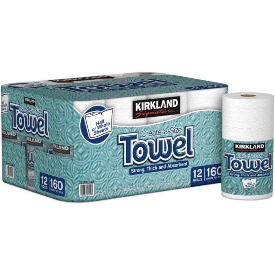コストコ キッチンペーパー ハンドペーパータオル 160シート x 12ロール カークランドシグネチャー 2枚重ね ks