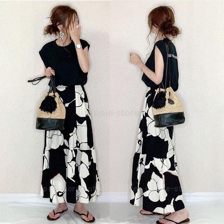 18 Off セットアップ レディース 夏 40代 ロング丈 半袖 Tシャツワンピース 上下セット 韓国風 ワンピース お洒落 通勤 30代 大きいサイズ 着痩せ Gestoci Ci