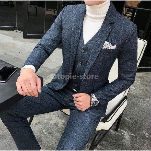 印象的な新しいスタイル メンズスーツセット チェク柄 ジャケット ベスト パンツ スーツ3点セット 大きいサイズ ビジネス フォーマル パーティー 結婚式 紳士服 小売価格 Mukukuzvi Co Zw