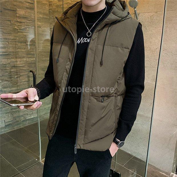 激安通販 ジャケット ベスト カジュアル 中綿ベスト フード付き ダウンベスト メンズ トップス 無地 チョッキ 秋 冬 暖かい あったかい 着楽 Www Threeriversofs Com
