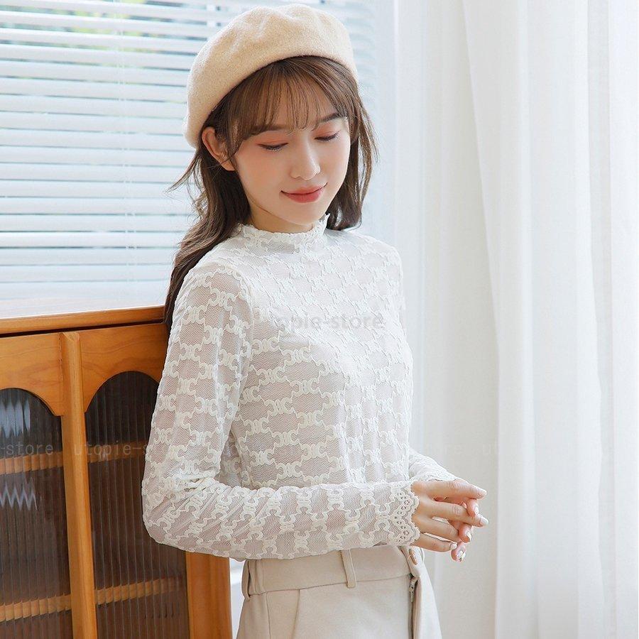 レース トップス レディース インナー ブラウス ニット 重ね着 透け 長袖 おしゃれ コーデ カジュアル 韓国 シンプル フリル 刺繍 大人 代30代40代50代 Utopie 通販 Yahoo ショッピング