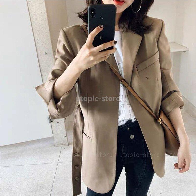 スーツジャケット レディース 春秋新作 長袖ブレザー カーキスーツ 40代 カジュアル テーラードジャケット ゆったりアウター