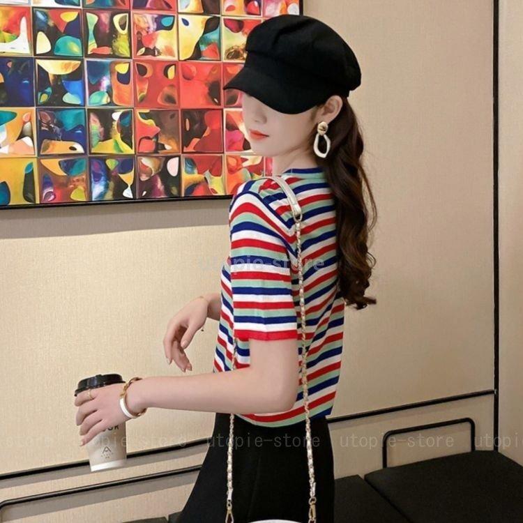 人気デザイナー 夏 春 カットソー 半袖 レディース Tシャツ ボーダー 涼しい きれいめ 可愛い カジュアル トリコロール マルチボーダー トップス 半袖 商品到着後レビューと評価を書く 問い合わせページ にご連絡頂ければ送料無料 Www We Job Com