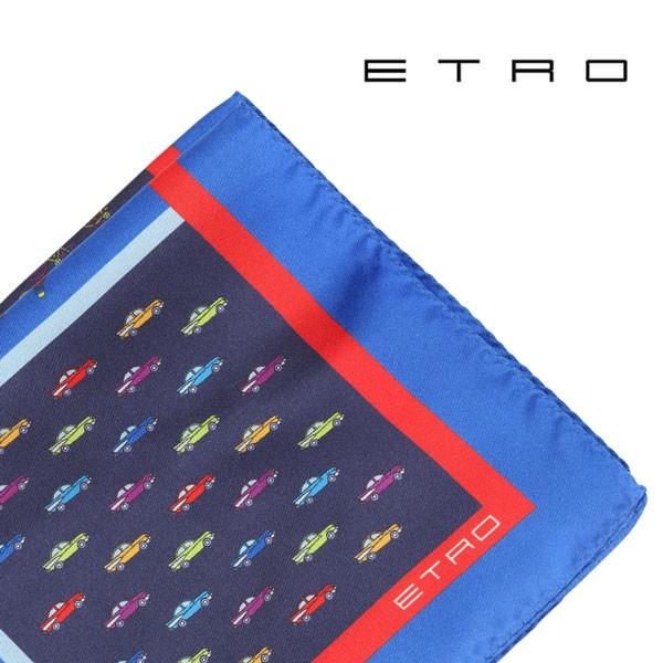 ETRO（エトロ） ポケットチーフ 1T7104137 ネイビー x レッド 【A21514】｜utsubostock