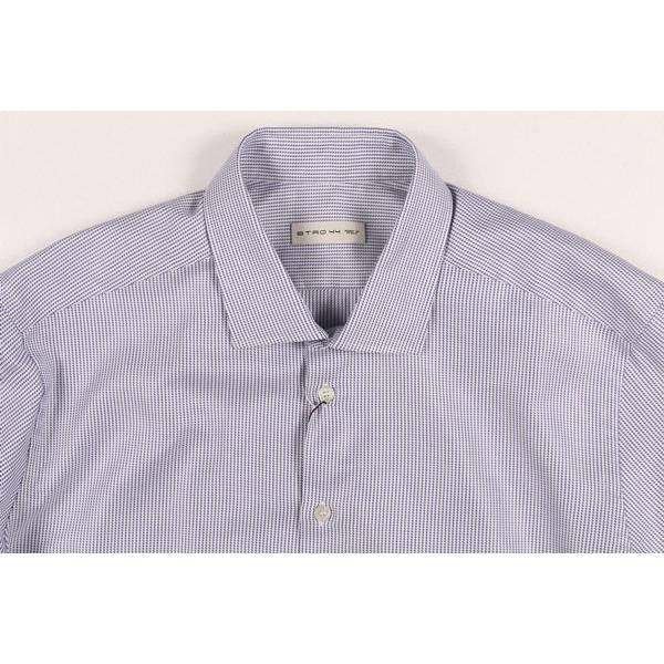 ETRO（エトロ） 長袖シャツ 11451 ホワイト x ネイビー 44  / 大きいサイズ uts2420