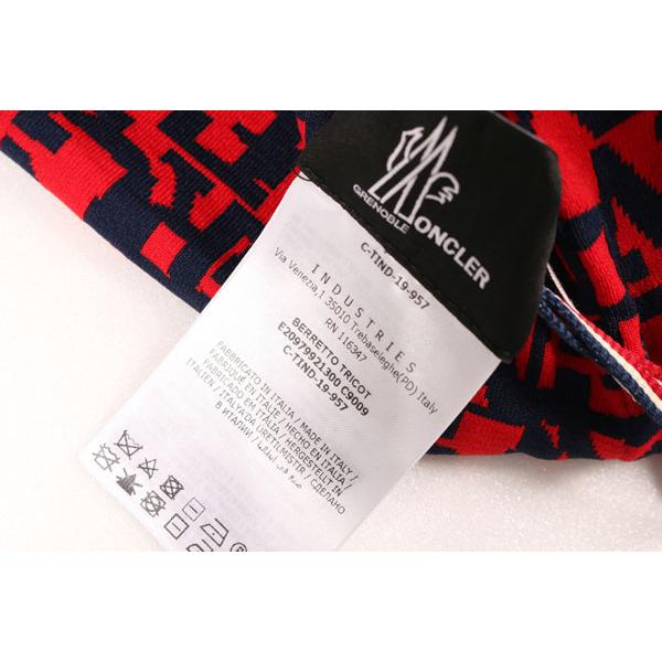 MONCLER（モンクレール） ニット帽 BERRETTO レッドxネイビー ONESIZE