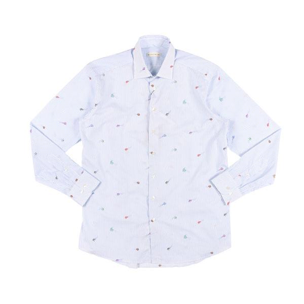 ETRO（エトロ） 長袖シャツ 1K526 ホワイトxブルー 42 25053 【A25053 
