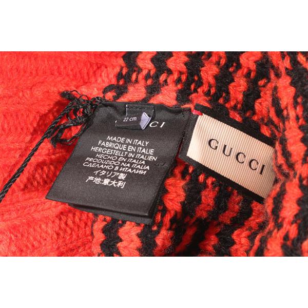 GUCCI（グッチ） ニット帽 397991 4G206 7560 オレンジ x ブラック M