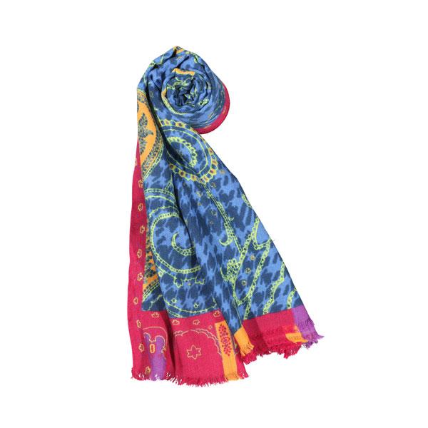 ETRO 花柄 ショール 青系 ETRO（エトロ） ストール 10007 4011 ブルーxピンク 30726bl 【W30726