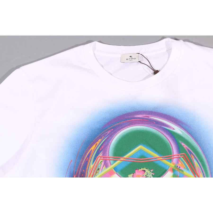 ETRO（エトロ） Uネック半袖Tシャツ U12 1Y020 9158 ホワイトxマルチ 