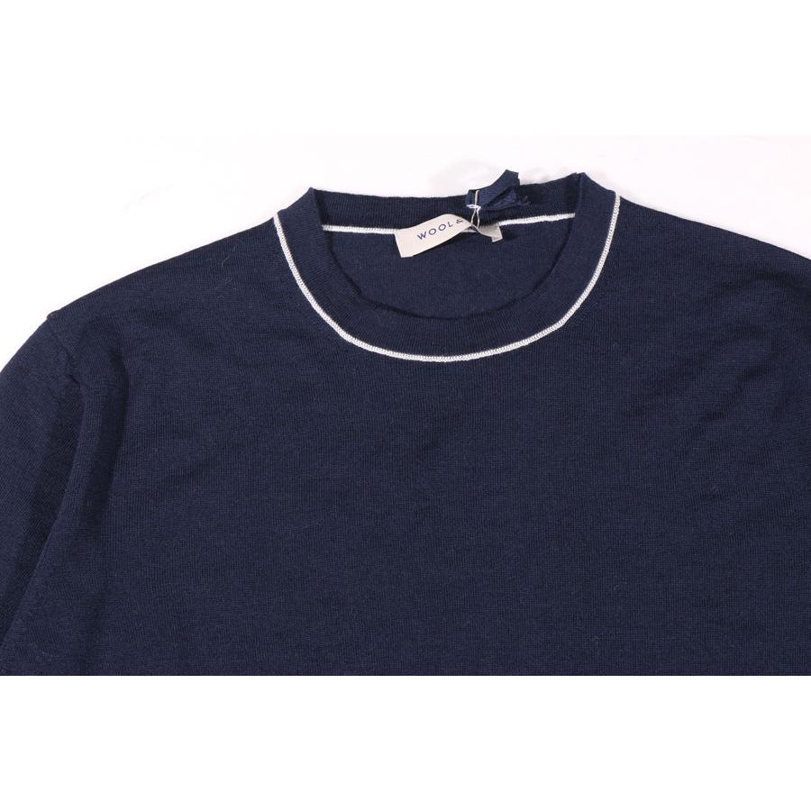 WOOL&CO（ウールアンドコー） 丸首セーター 2024/02 WO 0076 ネイビー 