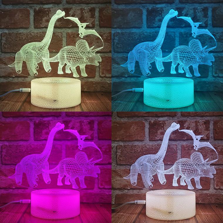 DENKO HOME（電光ホーム） 3D ライト ランプ 恐竜 トリケラトプス