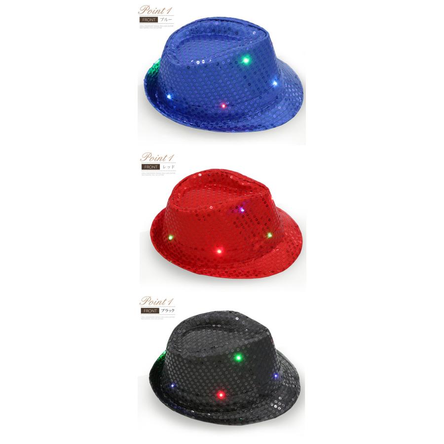 光る 帽子 LED ジャズハット キラキラ ダンス ハット ネクタイ 