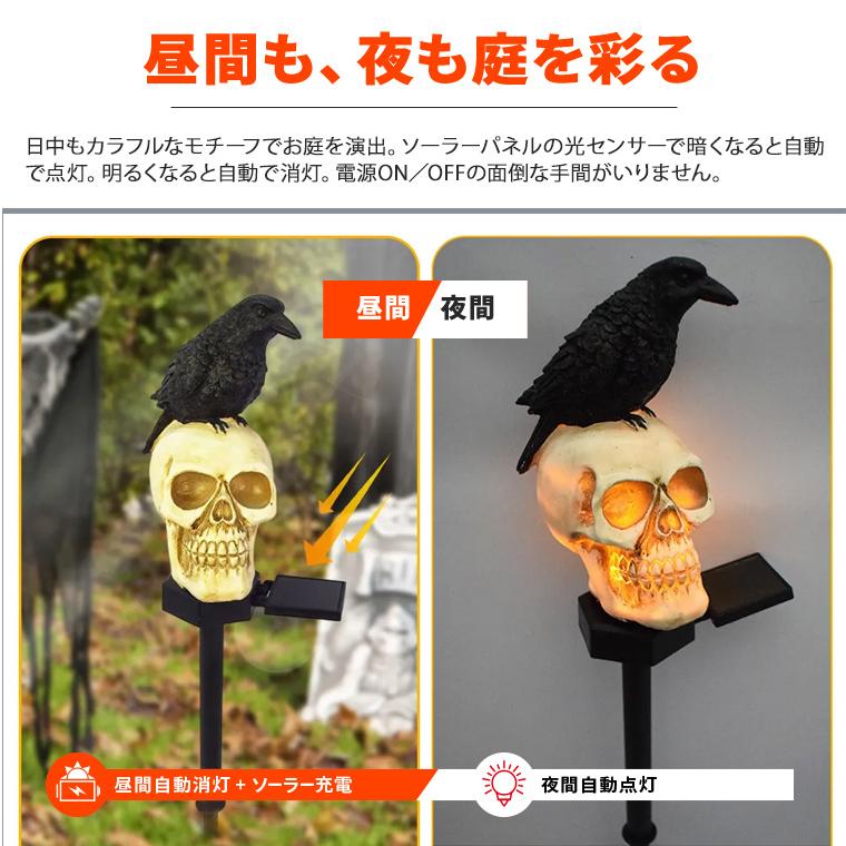 DENKO HOME（電光ホーム） ハロウィン 飾り ソーラーライト スカル