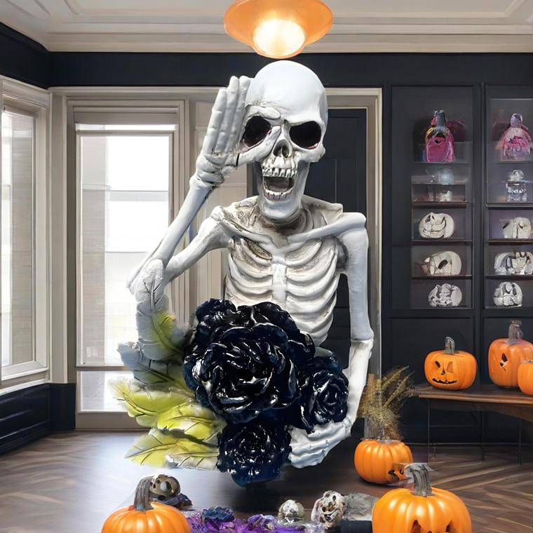 DENKO HOME（電光ホーム） ハロウィン 飾り骸骨 バラ 黒薔薇 ドクロ