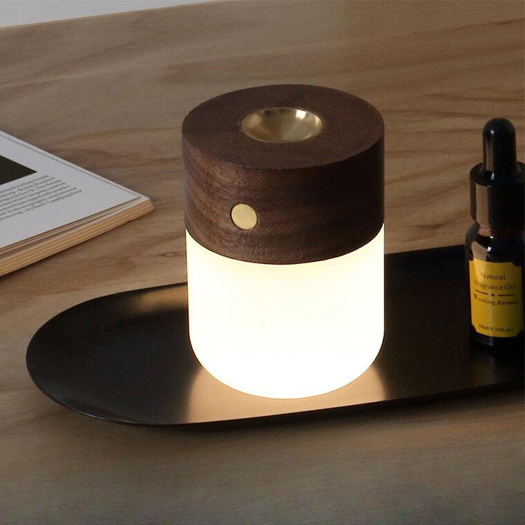 アロマディフューザー ランプ 天然木 水なし 加熱式 コードレス 充電式