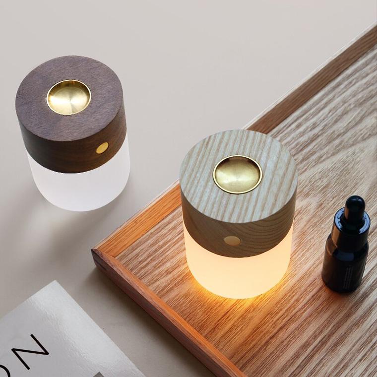 アロマディフューザー ランプ 天然木 水なし 加熱式 コードレス 充電式