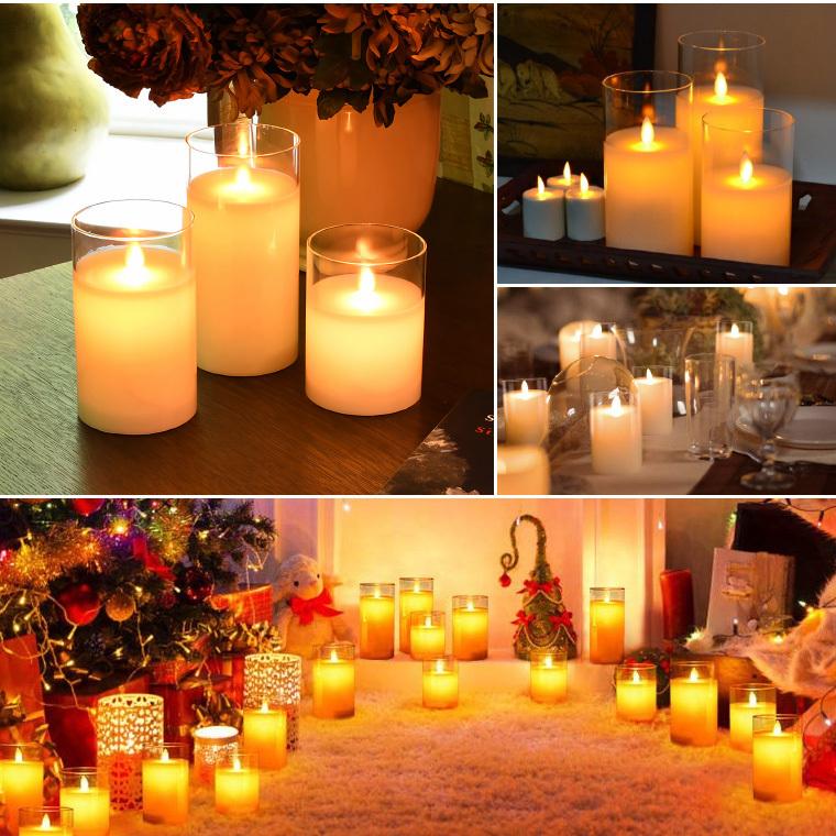 DENKO HOME led キャンドル ろうそく ゆらぎ 3本セット 電池式