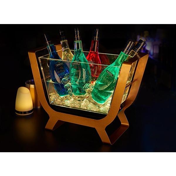 光る ワインクーラー 舟形 台座付き 充電式 マルチカラー ボトル