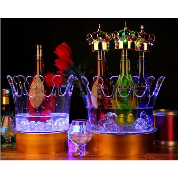 光る ワインクーラー 王冠型 充電式 マルチカラー ボトル シャンパン