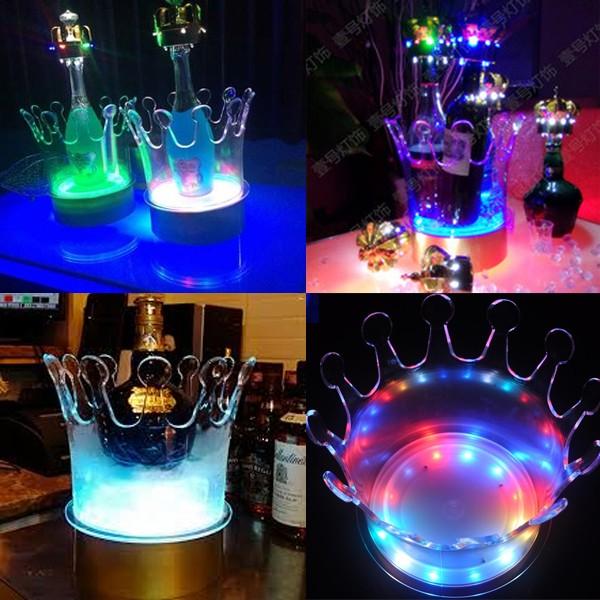 光る ワインクーラー 王冠型 充電式 マルチカラー ボトル シャンパン
