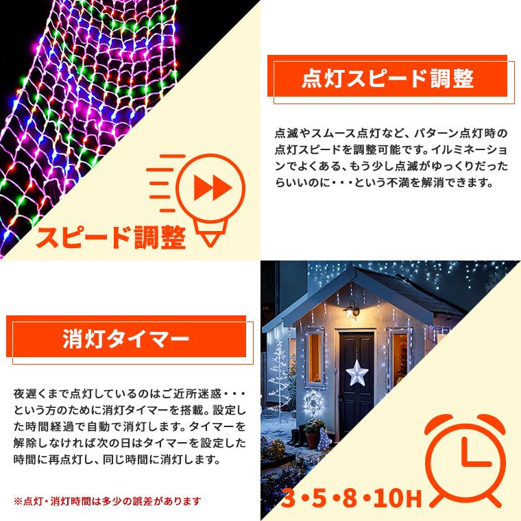 イルミネーション 屋外用 ネットライト 長方形 432球 3m×1m リモコン DENKO HOME（電光ホーム） イルミネーションライト 屋外 LED ネット