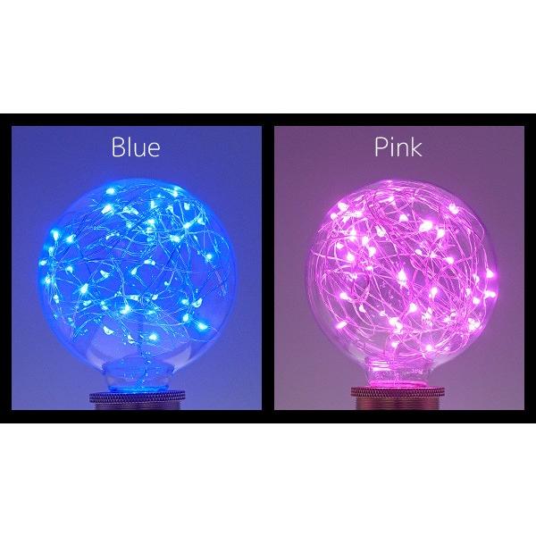 電気カバー 青 ピンク 花柄 ライト 電球 DENKO HOME（電光ホーム） エジソン電球 E26 G125mm 電球型 インテリア