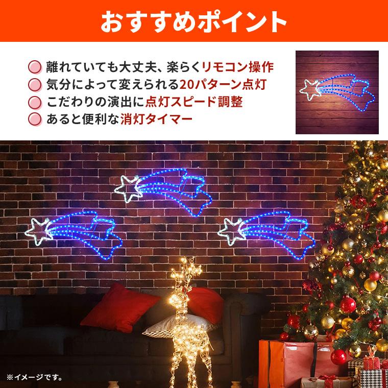 イルミネーション 屋外 モチーフライト 流れ星 LED 防水 コンセント クリスマス スター 電飾 ライト 壁 フェンス おしゃれ リモコン タイマー｜utsunomiyahonpo｜09