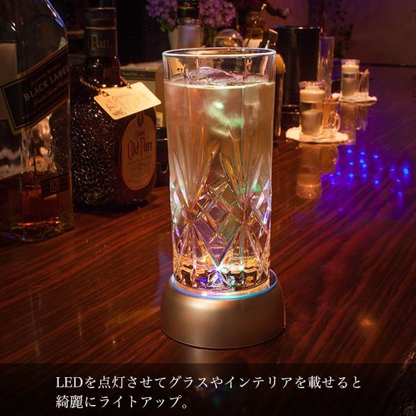 光るLED台座 丸形 7cm×7cm 4灯式 電池式 台座 イベント ディスプレイ
