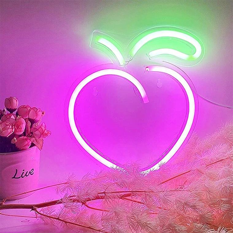 DENKO HOME（電光ホーム） LED ネオンサイン 桃 ピーチ USB電源 ネオン