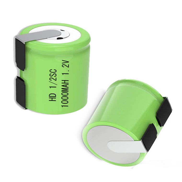 NI-MH 1/2 SC ニッケル水素電池 1000mAh 1.2V 2個セット タブ端子付 充