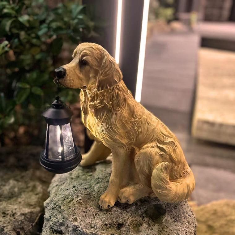 DENKO HOME 犬 ゴールデンレトリバー ランタン ソーラー ライト