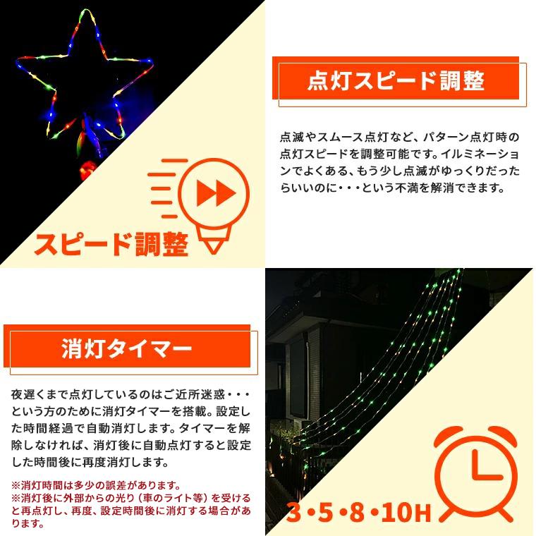 イルミネーションライト ソーラー 屋外 LED ドレープライト ナイアガラ [ リモコン付き 20パターン内蔵 操作 ] 7.5m ソーラー式 防水 クリスマスの画像