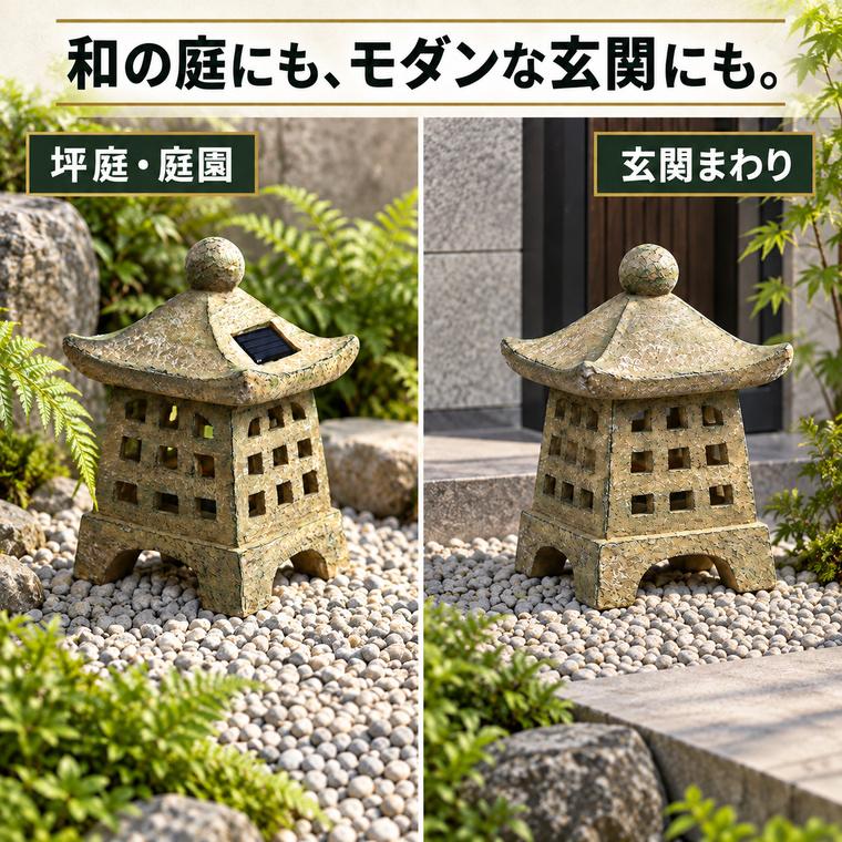 DENKO HOME（電光ホーム） 灯篭 石灯篭 光る ソーラー 石 とうろう