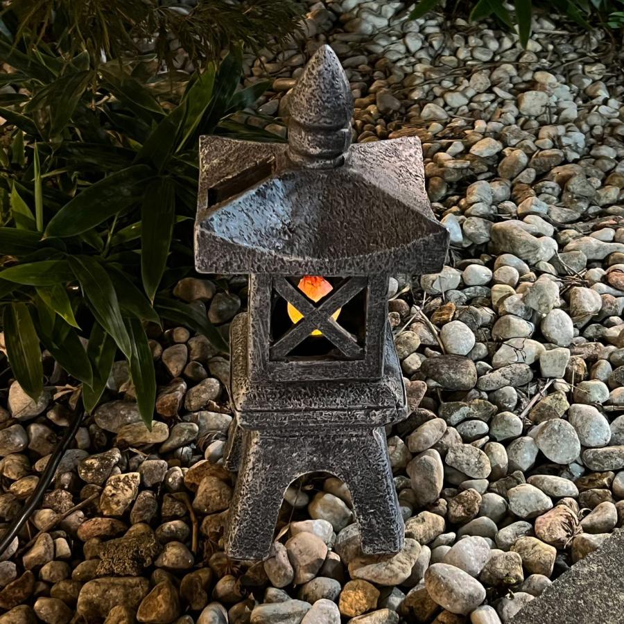 DENKO HOME 灯篭 石灯篭 ソーラー 光る とうろう 和風 灯籠