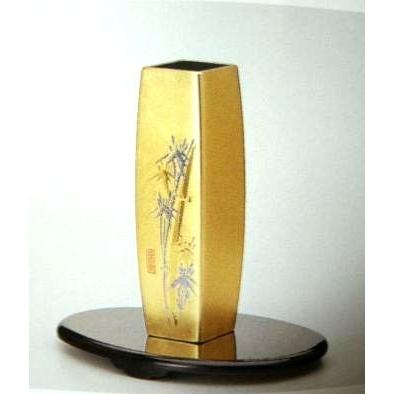 金沢金箔工芸品] 胴張花生け・花瓶「竹」／花台付 : 清水焼・九谷焼の 