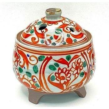 【香炉/香立】清水焼 赤絵香炉（紙箱付） 楽器、手芸、コレクション-陶芸