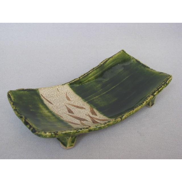 長皿 魚焼物皿 楕円皿 サンマ 和陶器 和モダン /織部草紋俎板皿