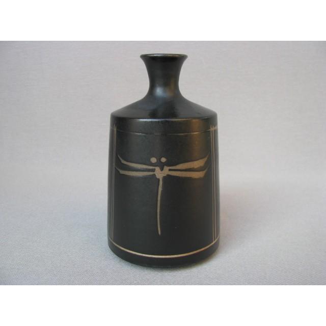 新作商品 花器 花瓶 黒磁トンボ細花入 花瓶 和モダン 和陶器 インテリア