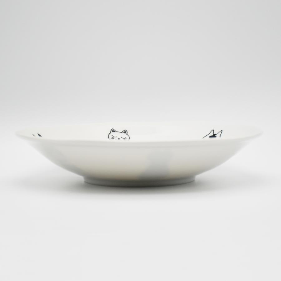 美濃焼 軽量浅鉢7寸 おすわりネコ 食器 おしゃれ モダン かわいい