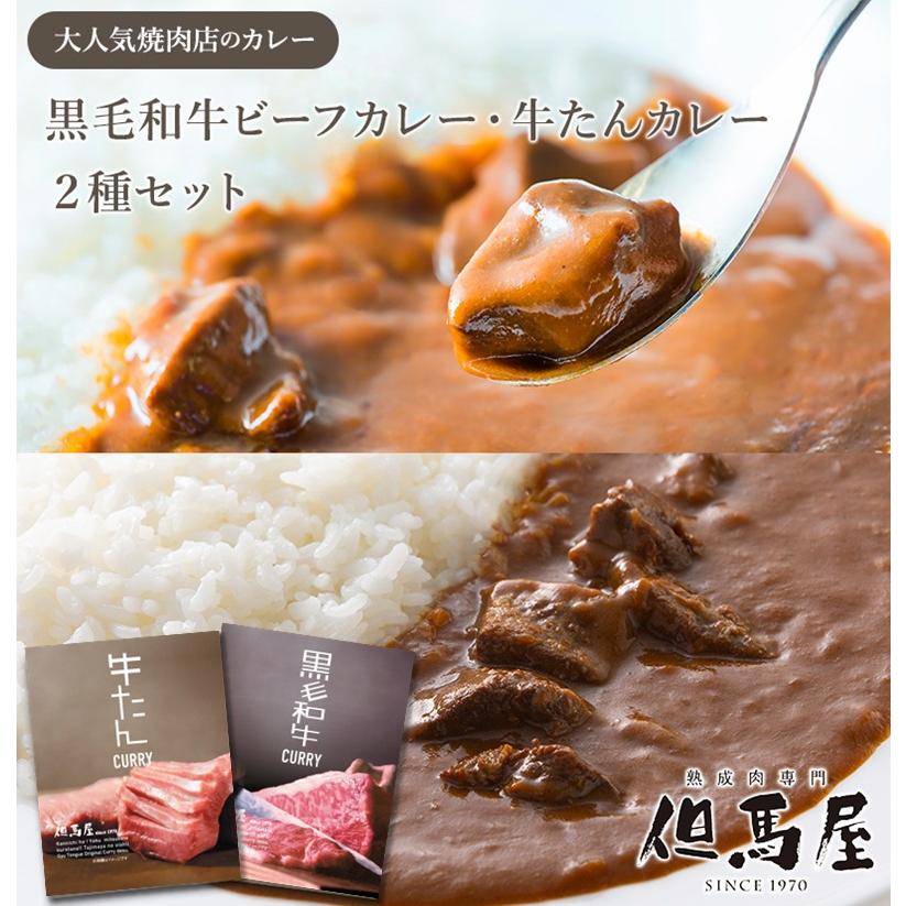 但馬屋 中辛カレー2種 但馬屋監修 黒毛和牛ビーフカレー 牛たんカレー