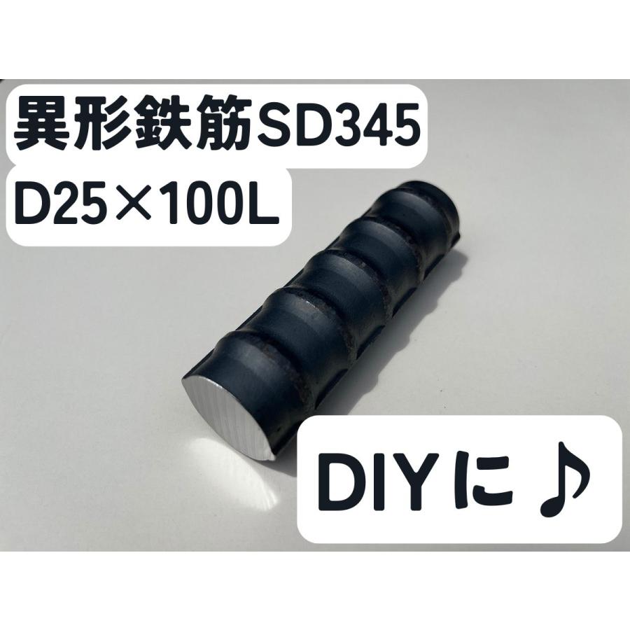鉄 黒皮 異形棒 鉄筋 一般構造用(SD345) D25×長さ100mm | ブランド登録なし