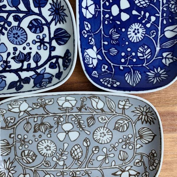 波佐見焼 フラワーパレード 長皿（白、青、グレー） : 有田焼 器の華