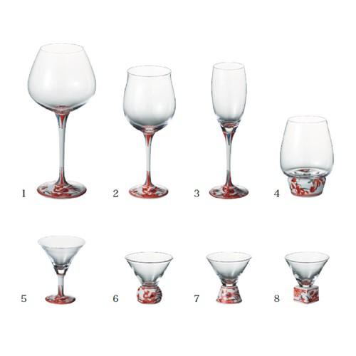 有田焼 浪漫グラス 赤絵錦剣先万暦 ハイレッグワイングラス＜小 