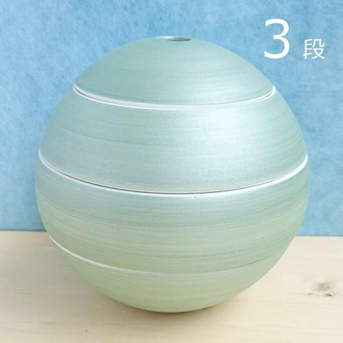 有田焼 李荘窯 珠型三段重 雲母グリーン : 有田焼 器の華 まるふく