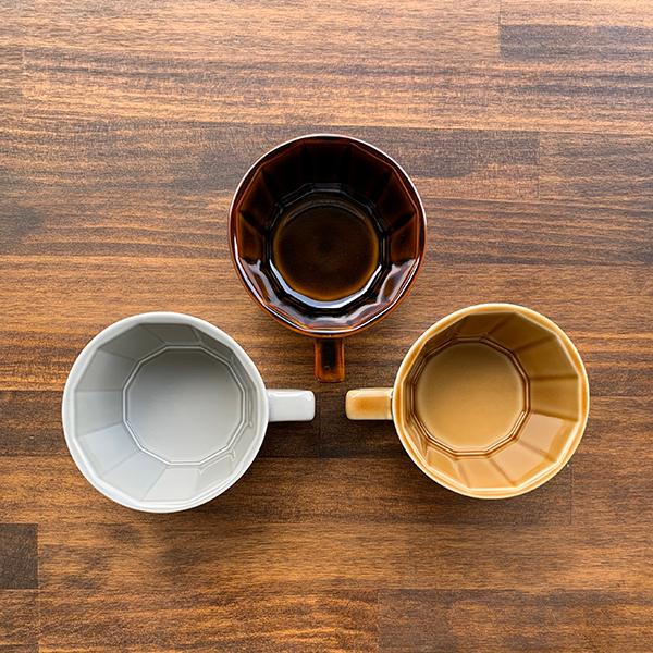 【chami様確認用　評価後削除】②スープカップ　ハンドメイド 波佐見焼 面取スープカップ（キャメル・ブラウン・グレー） : 有田焼