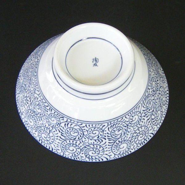 ラーメン丼タコ唐草青6.5寸反高台丼 11点 唐人6.0ラーメン丼(