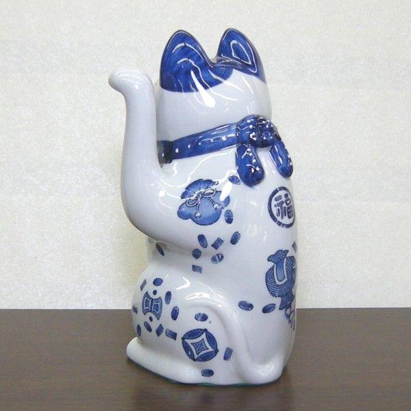 染付招き猫 ８号（左手上げ）24cm｜utuwayaissin｜02