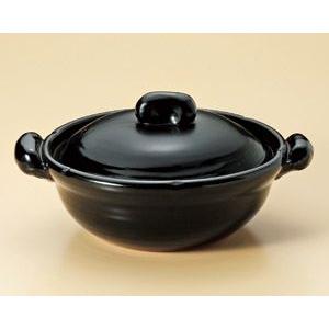 黒釉 ８号鍋（３人用・日本製・手造り）